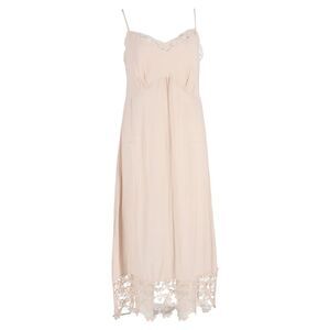 Simone Rocha Lace-Trim Slip Dress in Beige Acetate